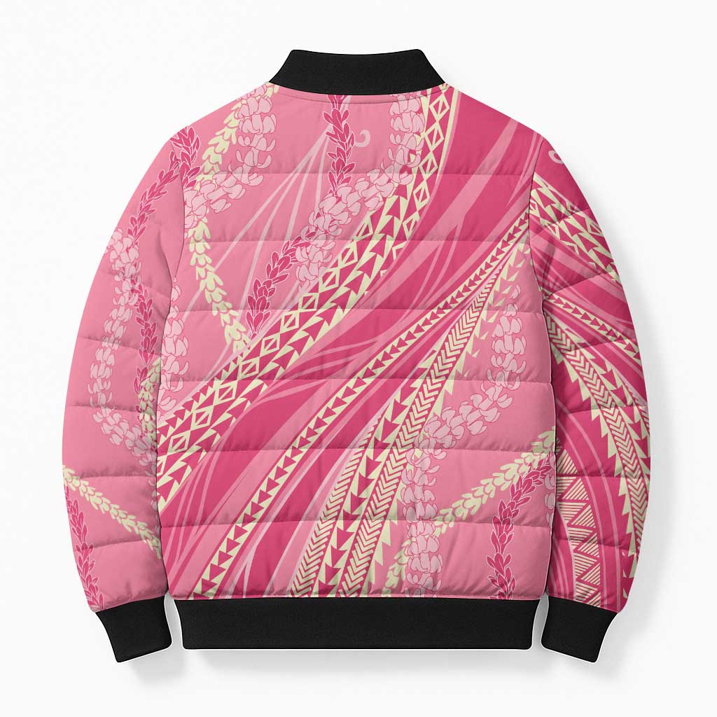 Polynesian Puakeniken Pikake Twisted Lei Bomber Puffer Jacket Rose Pink - Polynesian Pride