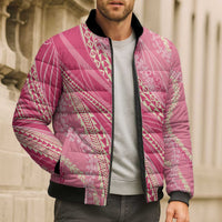 Polynesian Puakeniken Pikake Twisted Lei Bomber Puffer Jacket Rose Pink - Polynesian Pride