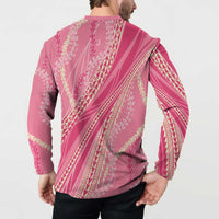 Polynesian Puakeniken Pikake Twisted Lei Button Sweatshirt Rose Pink - Polynesian Pride