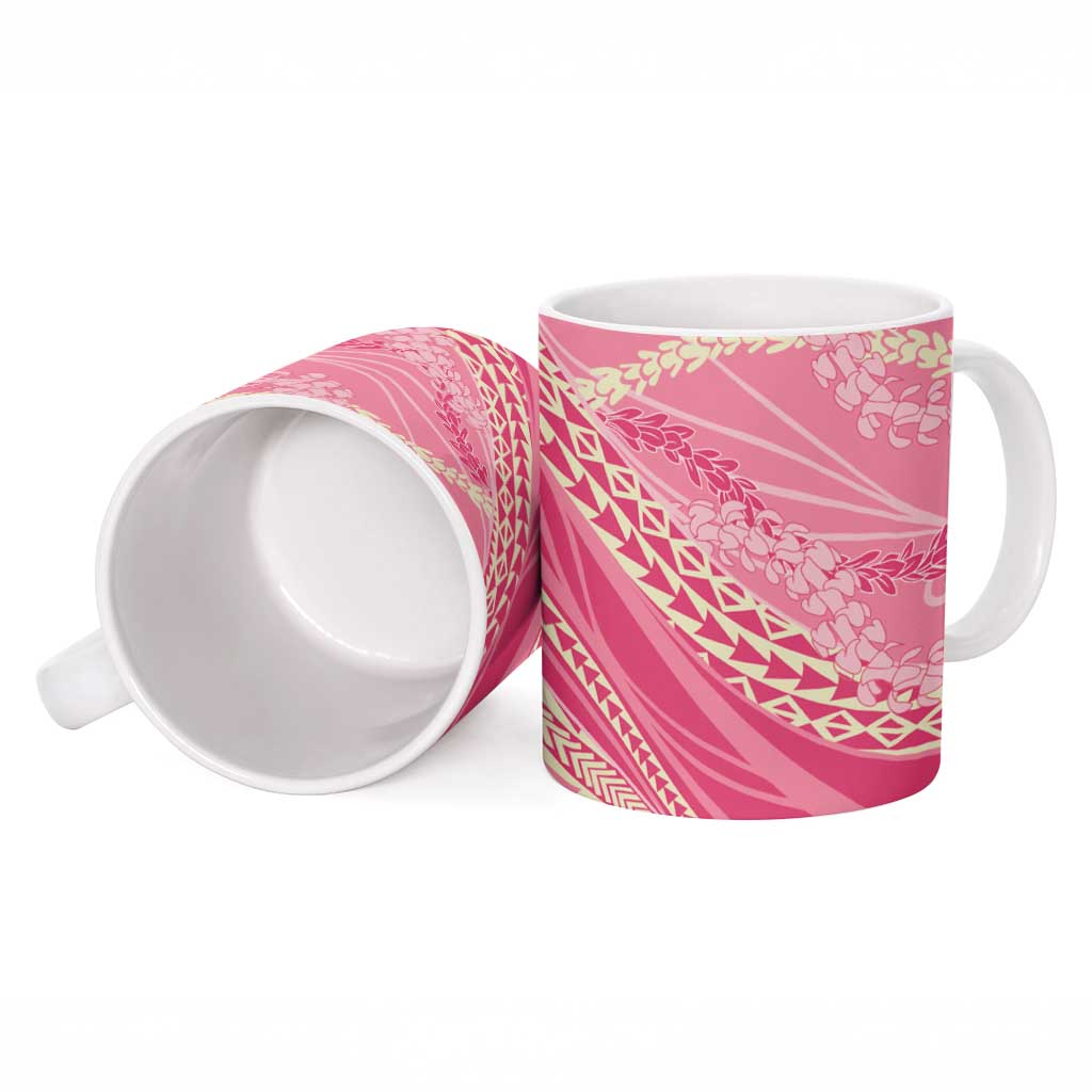 Polynesian Puakeniken Pikake Twisted Lei Ceramic Mug Rose Pink - Polynesian Pride
