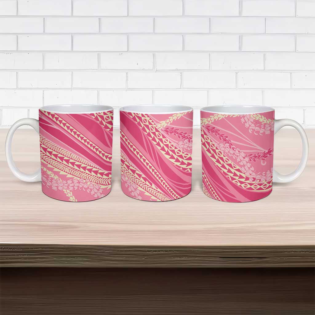 Polynesian Puakeniken Pikake Twisted Lei Ceramic Mug Rose Pink - Polynesian Pride