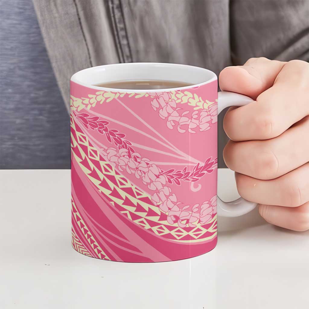 Polynesian Puakeniken Pikake Twisted Lei Ceramic Mug Rose Pink - Polynesian Pride