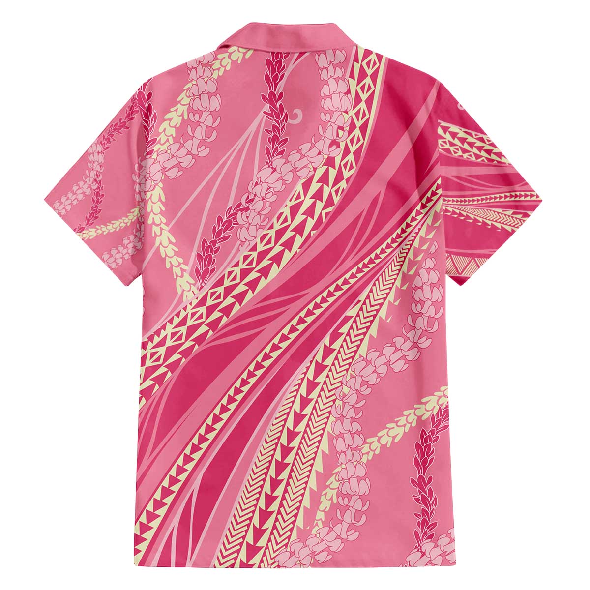 Polynesian Puakeniken Pikake Twisted Lei Family Matching Off The Shoulder Long Sleeve Dress and Hawaiian Shirt Rose Pink - Polynesian Pride