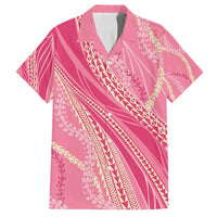 Polynesian Puakeniken Pikake Twisted Lei Family Matching Off Shoulder Maxi Dress and Hawaiian Shirt Rose Pink - Polynesian Pride