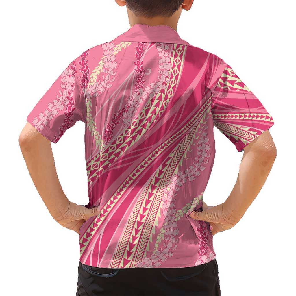 Polynesian Puakeniken Pikake Twisted Lei Family Matching Puletasi and Hawaiian Shirt Rose Pink LT7 - Polynesian Pride