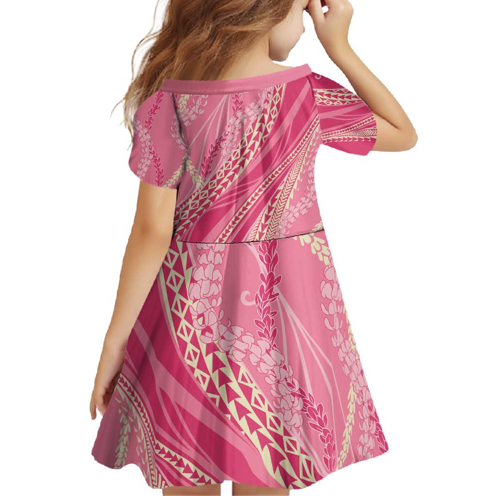 Polynesian Puakeniken Pikake Twisted Lei Family Matching Short Sleeve Bodycon Dress and Hawaiian Shirt Rose Pink - Polynesian Pride