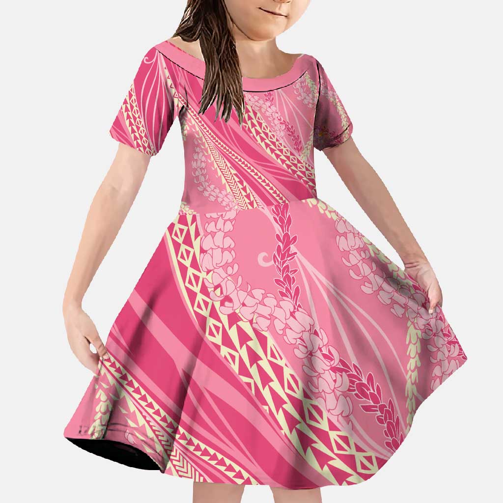 Polynesian Puakeniken Pikake Twisted Lei Family Matching Summer Maxi Dress and Hawaiian Shirt Rose Pink - Polynesian Pride