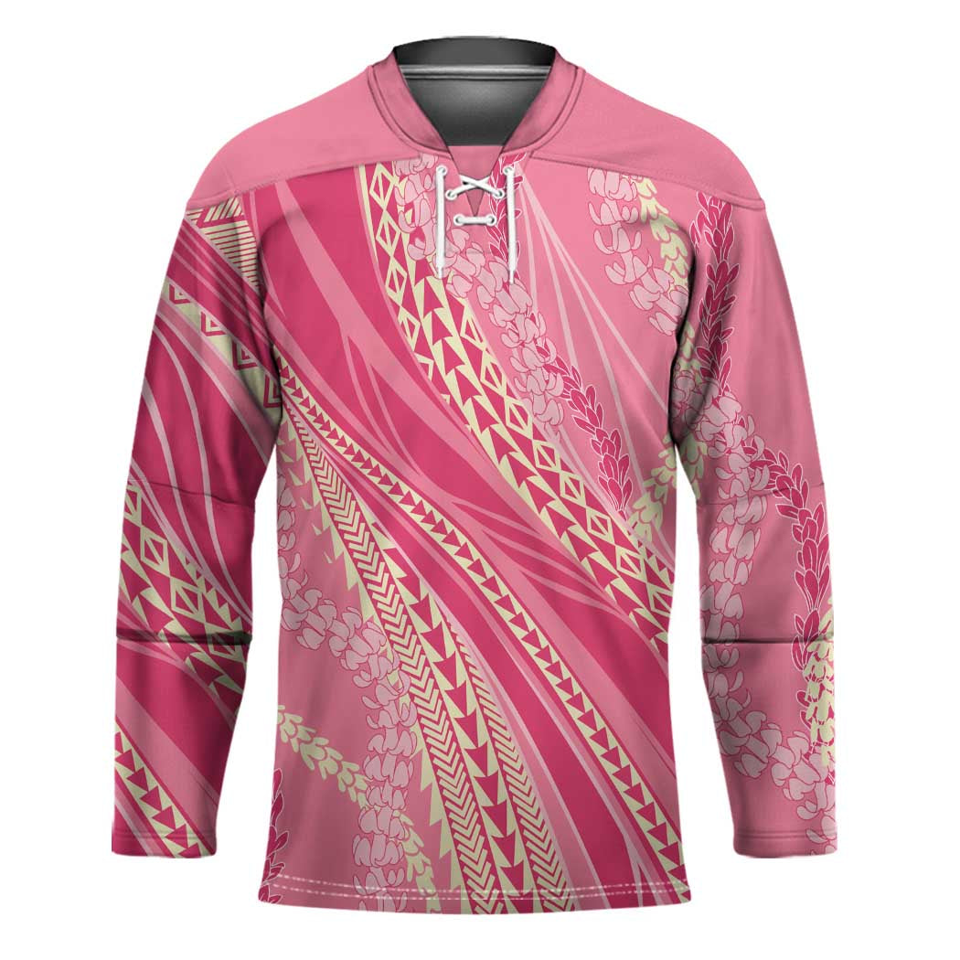 Polynesian Puakeniken Pikake Twisted Lei Hockey Jersey Rose Pink - Polynesian Pride