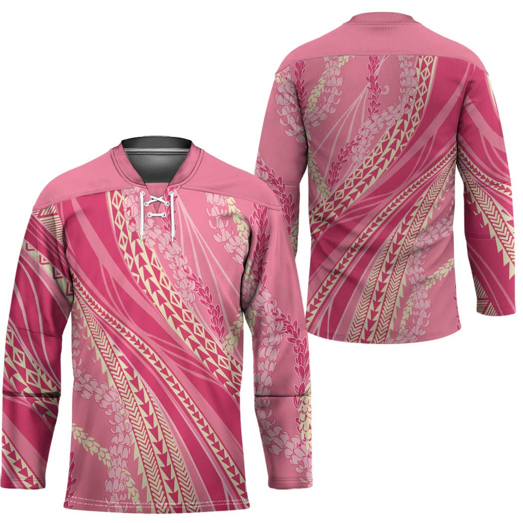 Polynesian Puakeniken Pikake Twisted Lei Hockey Jersey Rose Pink - Polynesian Pride