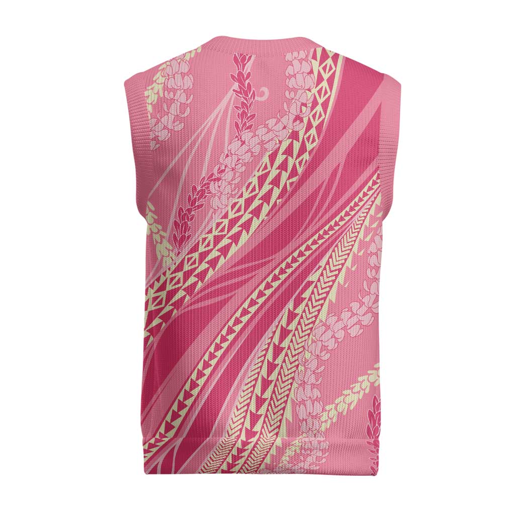 Polynesian Puakeniken Pikake Twisted Lei Christmas Knitted V-Neck Vest Rose Pink - Polynesian Pride