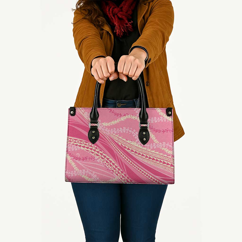 Polynesian Puakeniken Pikake Twisted Lei Leather Bag Rose Pink - Polynesian Pride