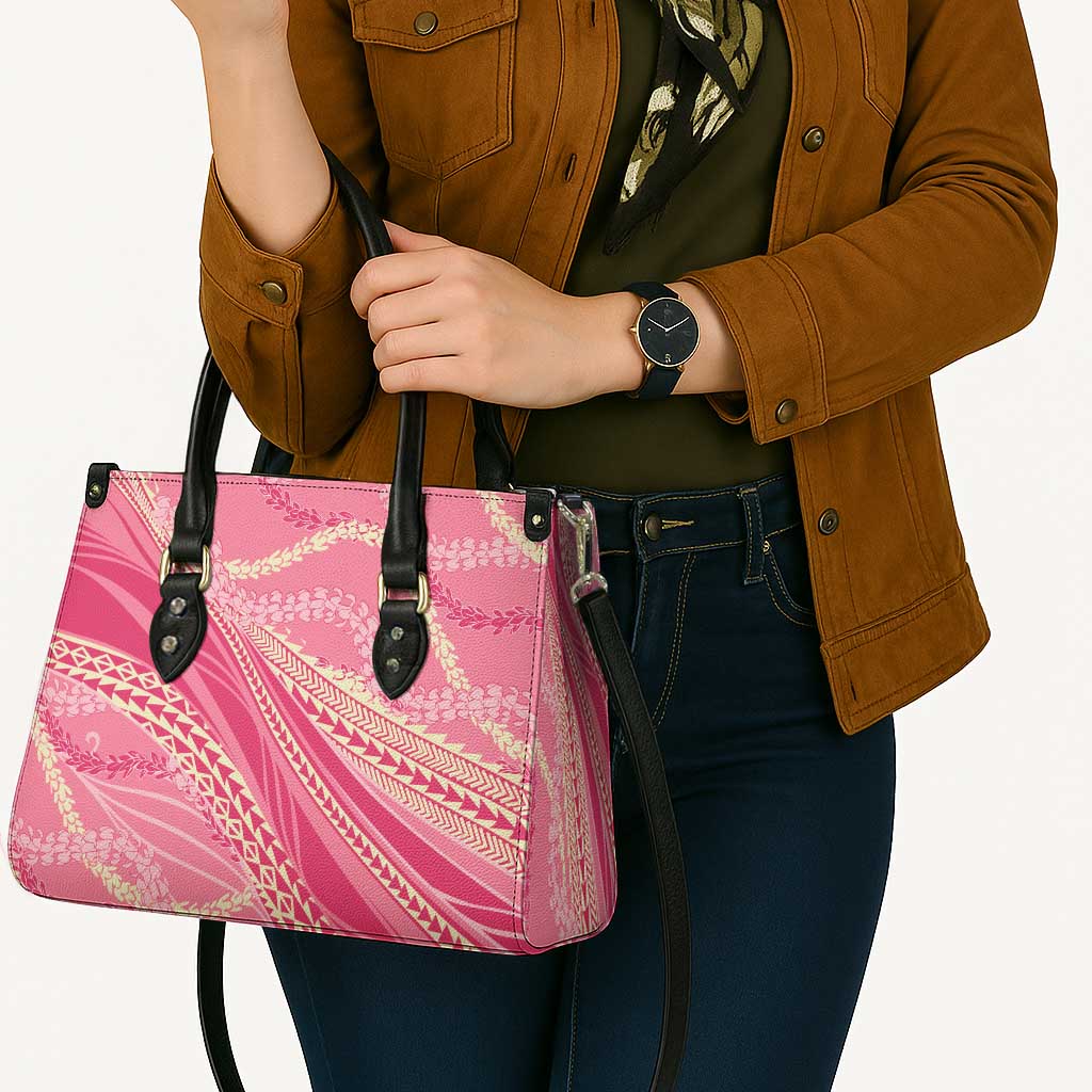 Polynesian Puakeniken Pikake Twisted Lei Leather Bag Rose Pink - Polynesian Pride