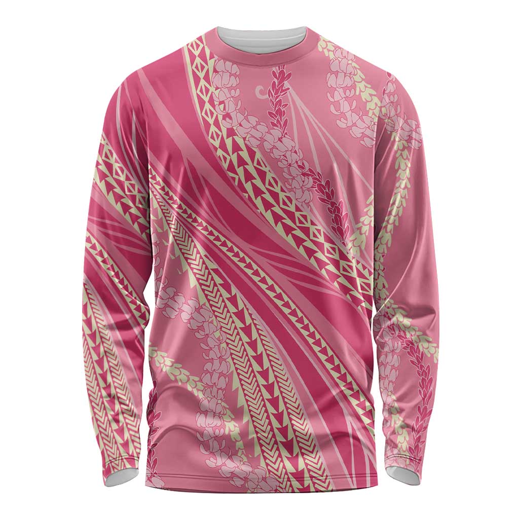 Polynesian Puakeniken Pikake Twisted Lei Long Sleeve Shirt Rose Pink - Polynesian Pride