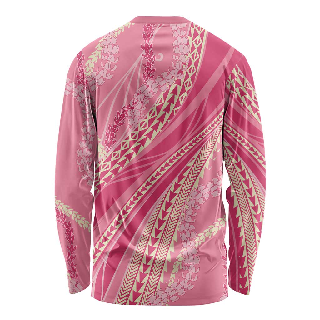 Polynesian Puakeniken Pikake Twisted Lei Long Sleeve Shirt Rose Pink - Polynesian Pride