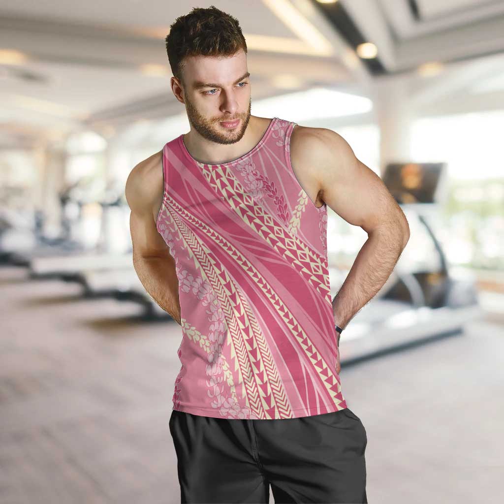 Polynesian Puakeniken Pikake Twisted Lei Men Tank Top Rose Pink - Polynesian Pride
