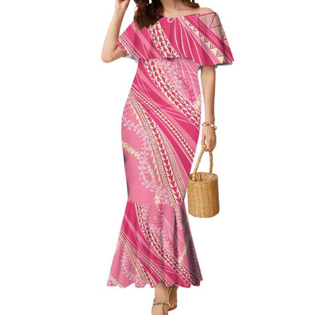 Polynesian Puakeniken Pikake Twisted Lei Mermaid Dress Rose Pink - Polynesian Pride