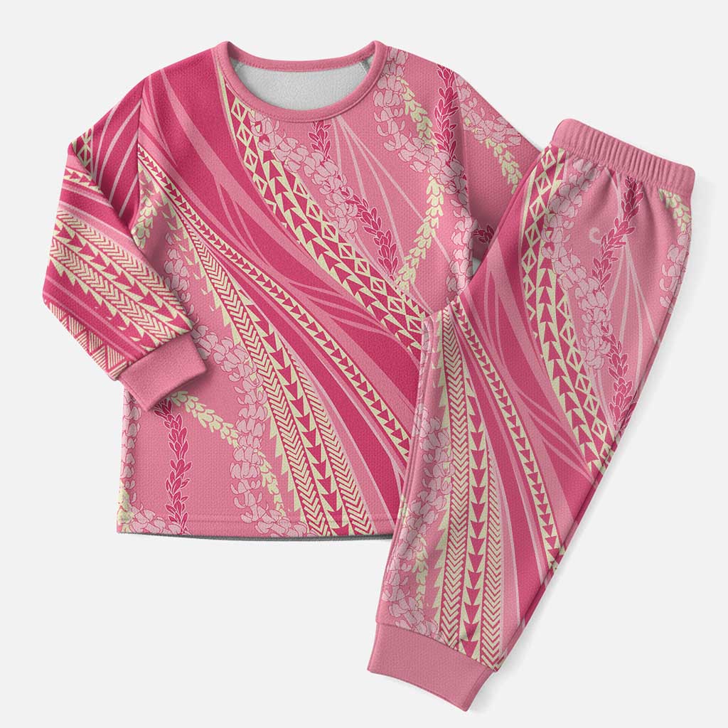 Polynesian Puakeniken Pikake Twisted Lei Christmas Pajama Set Rose Pink - Polynesian Pride