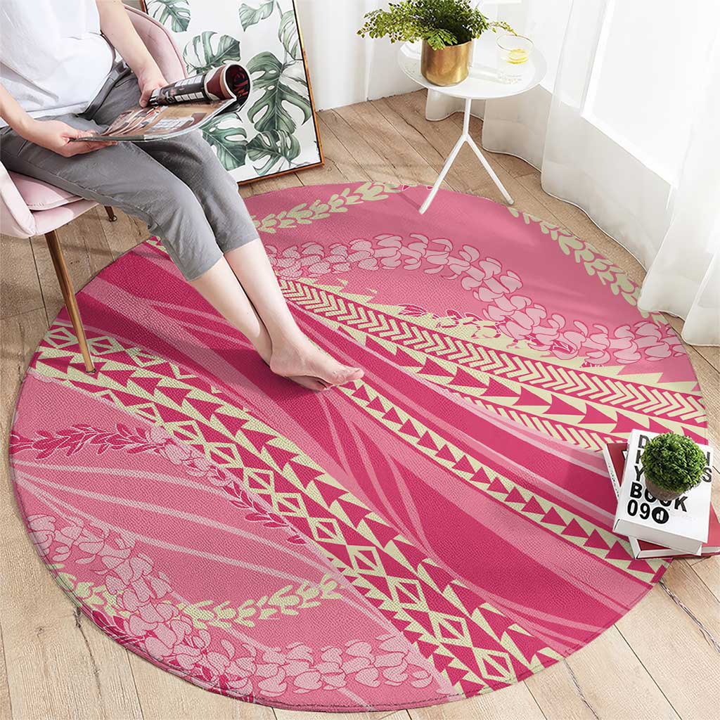 Polynesian Puakeniken Pikake Twisted Lei Round Carpet Rose Pink - Polynesian Pride