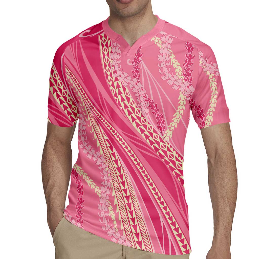 Polynesian Puakeniken Pikake Twisted Lei Rugby Jersey Rose Pink - Polynesian Pride