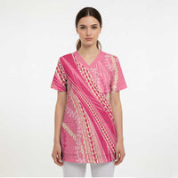 Polynesian Puakeniken Pikake Twisted Lei Scrub Top Rose Pink - Polynesian Pride