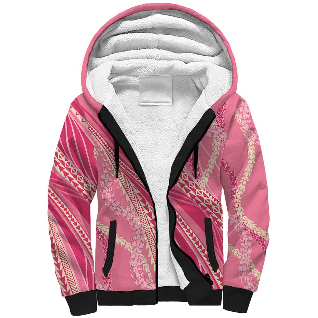 Polynesian Puakeniken Pikake Twisted Lei Sherpa Hoodie Rose Pink LT7 Unisex Rose Pink - Polynesian Pride