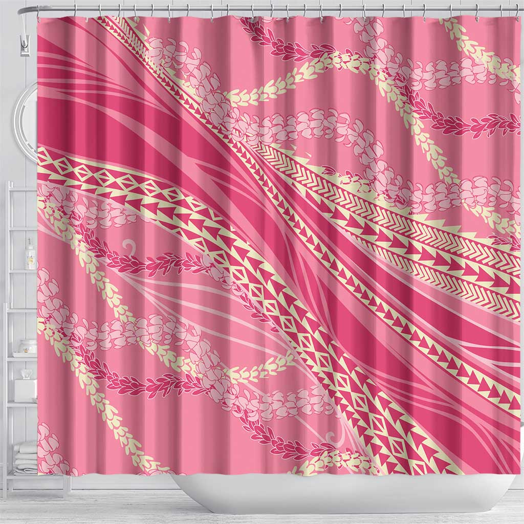 Polynesian Puakeniken Pikake Twisted Lei Shower Curtain Rose Pink - Polynesian Pride