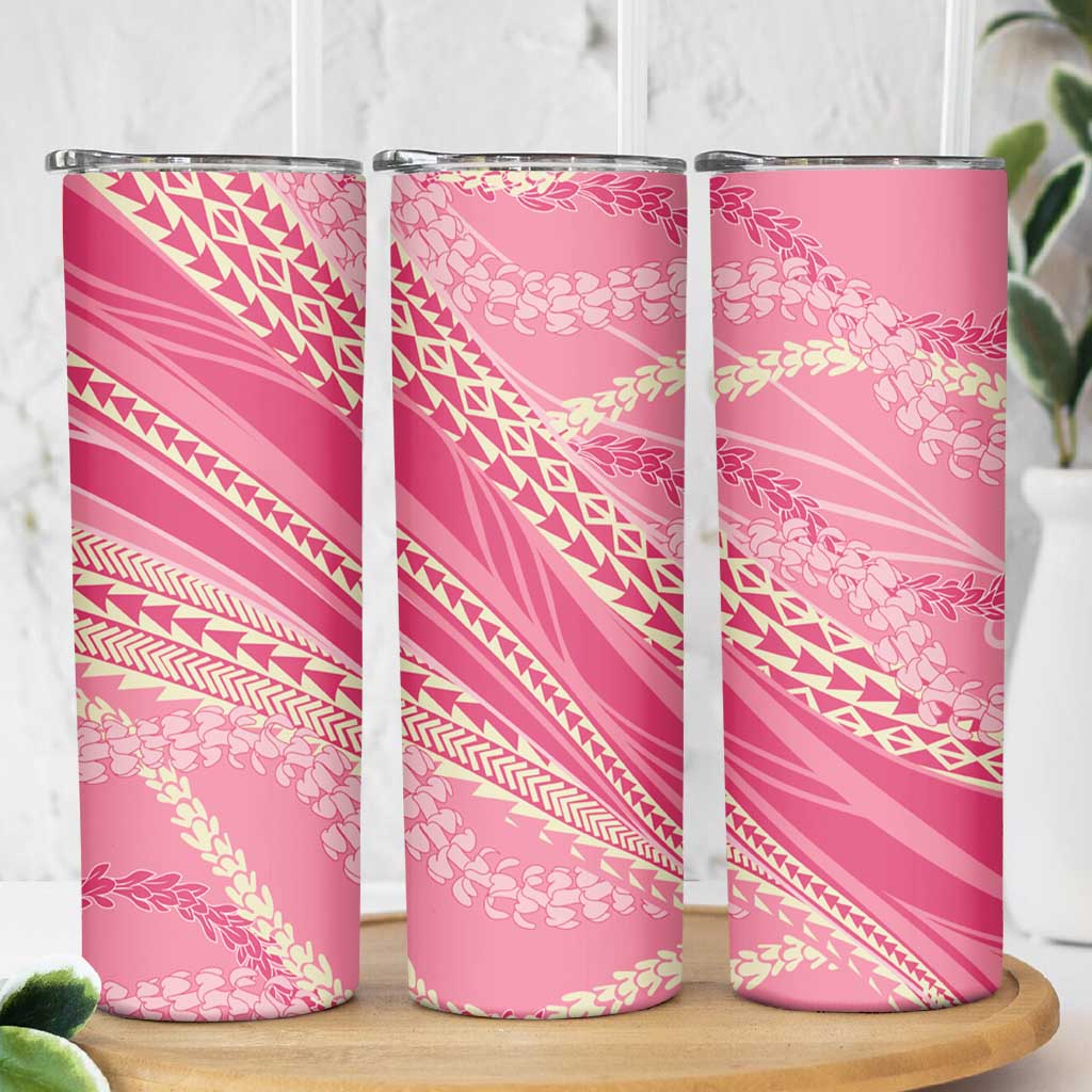 Polynesian Puakeniken Pikake Twisted Lei Skinny Tumbler Rose Pink - Polynesian Pride