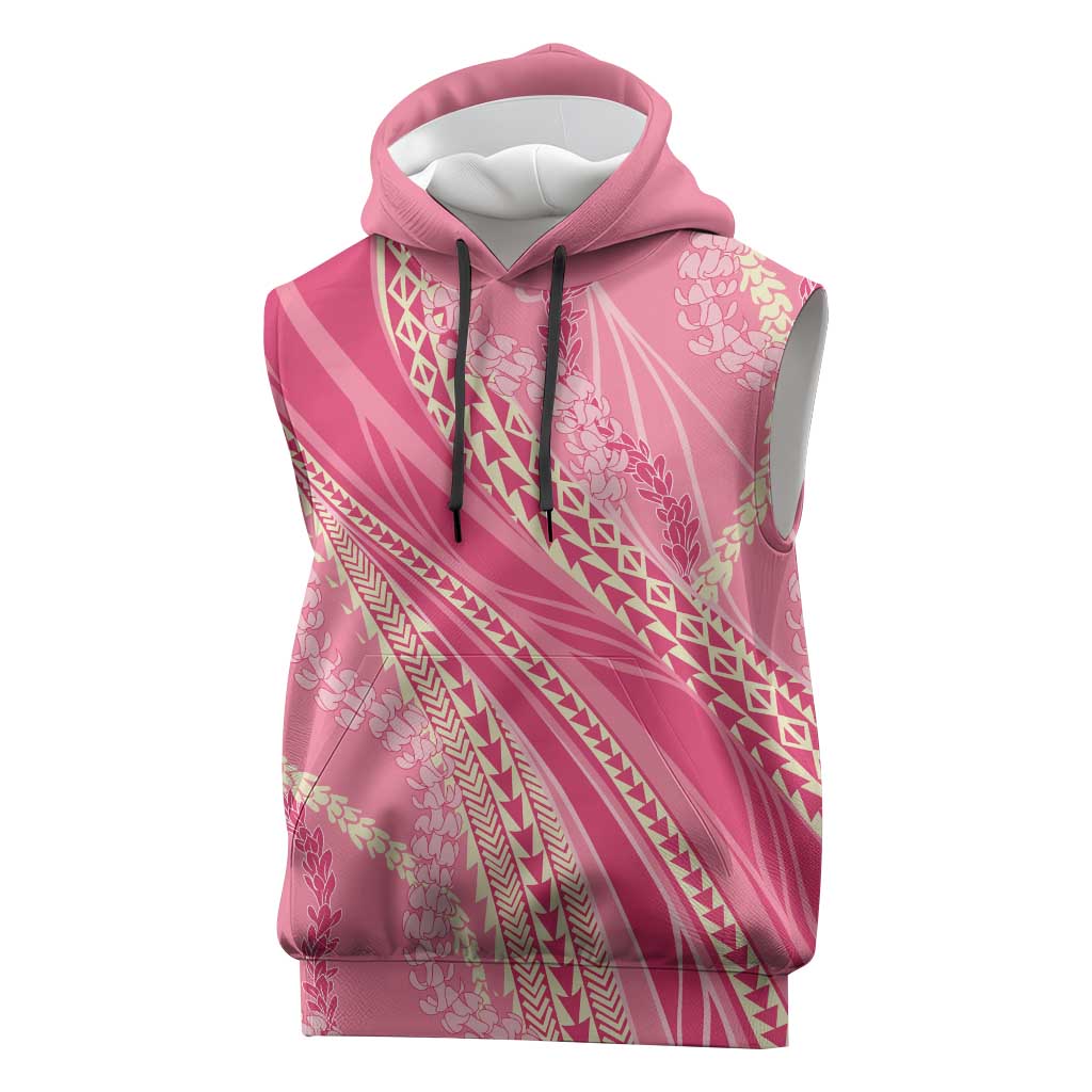 Polynesian Puakeniken Pikake Twisted Lei Sleeveless Hoodie Rose Pink - Polynesian Pride