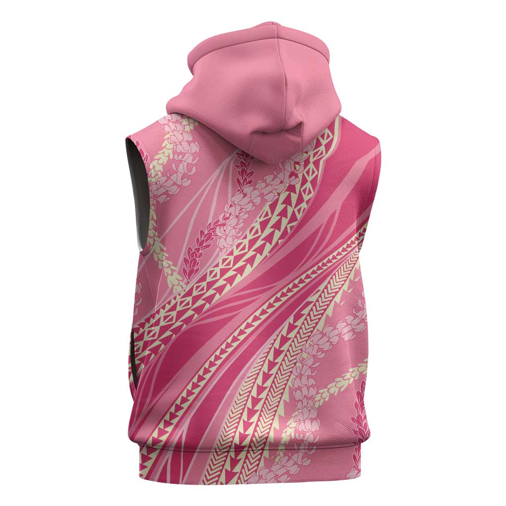 Polynesian Puakeniken Pikake Twisted Lei Sleeveless Hoodie Rose Pink - Polynesian Pride