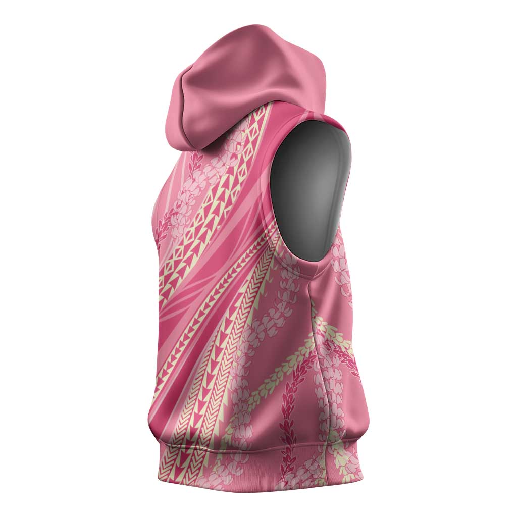 Polynesian Puakeniken Pikake Twisted Lei Sleeveless Hoodie Rose Pink - Polynesian Pride