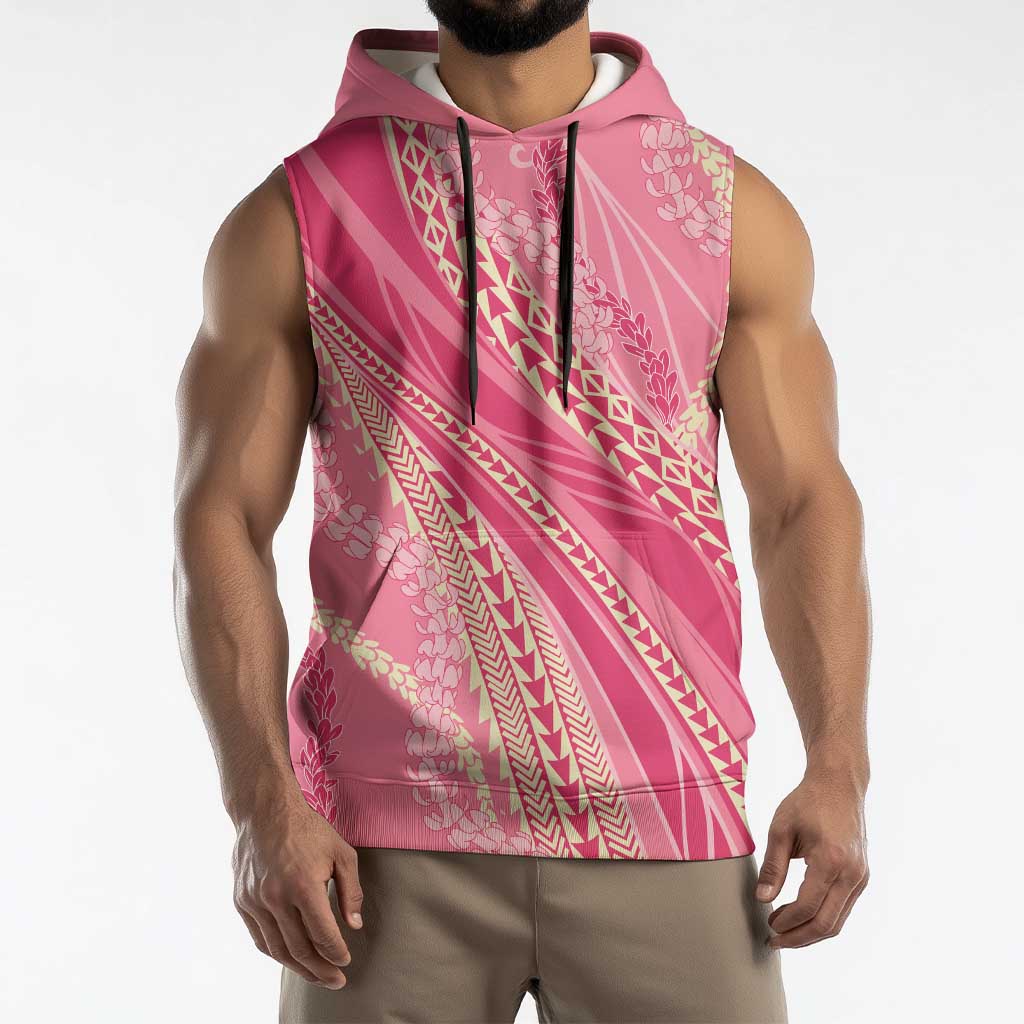 Polynesian Puakeniken Pikake Twisted Lei Sleeveless Hoodie Rose Pink - Polynesian Pride