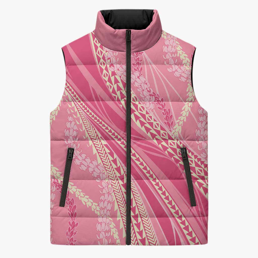 Polynesian Puakeniken Pikake Twisted Lei Sleeveless Puffer Jacket Rose Pink - Polynesian Pride