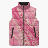 Polynesian Puakeniken Pikake Twisted Lei Sleeveless Puffer Jacket Rose Pink - Polynesian Pride