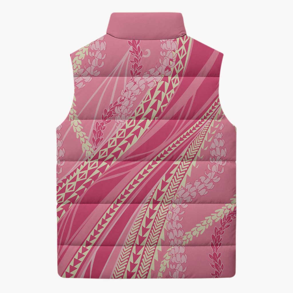 Polynesian Puakeniken Pikake Twisted Lei Sleeveless Puffer Jacket Rose Pink - Polynesian Pride