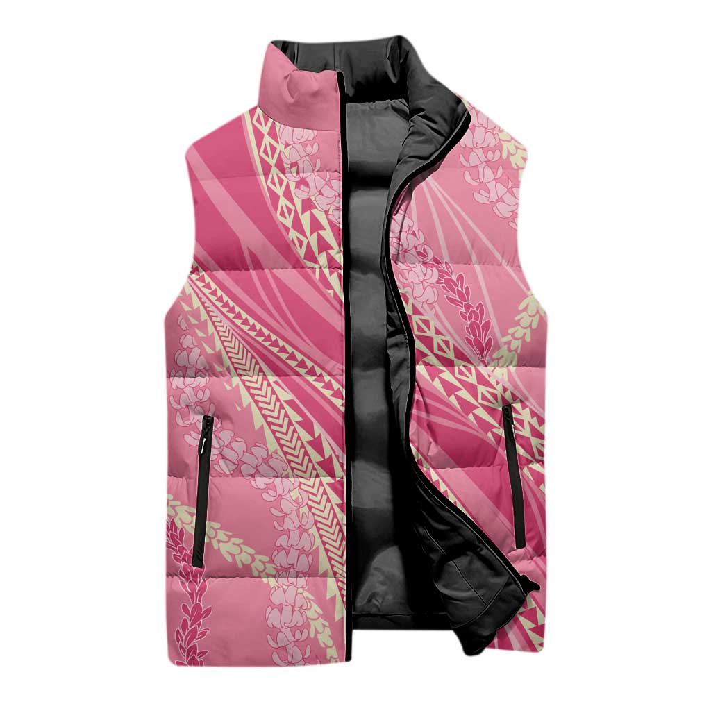 Polynesian Puakeniken Pikake Twisted Lei Sleeveless Puffer Jacket Rose Pink - Polynesian Pride