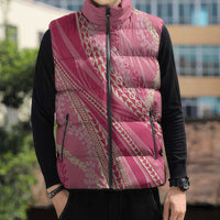 Polynesian Puakeniken Pikake Twisted Lei Sleeveless Puffer Jacket Rose Pink - Polynesian Pride