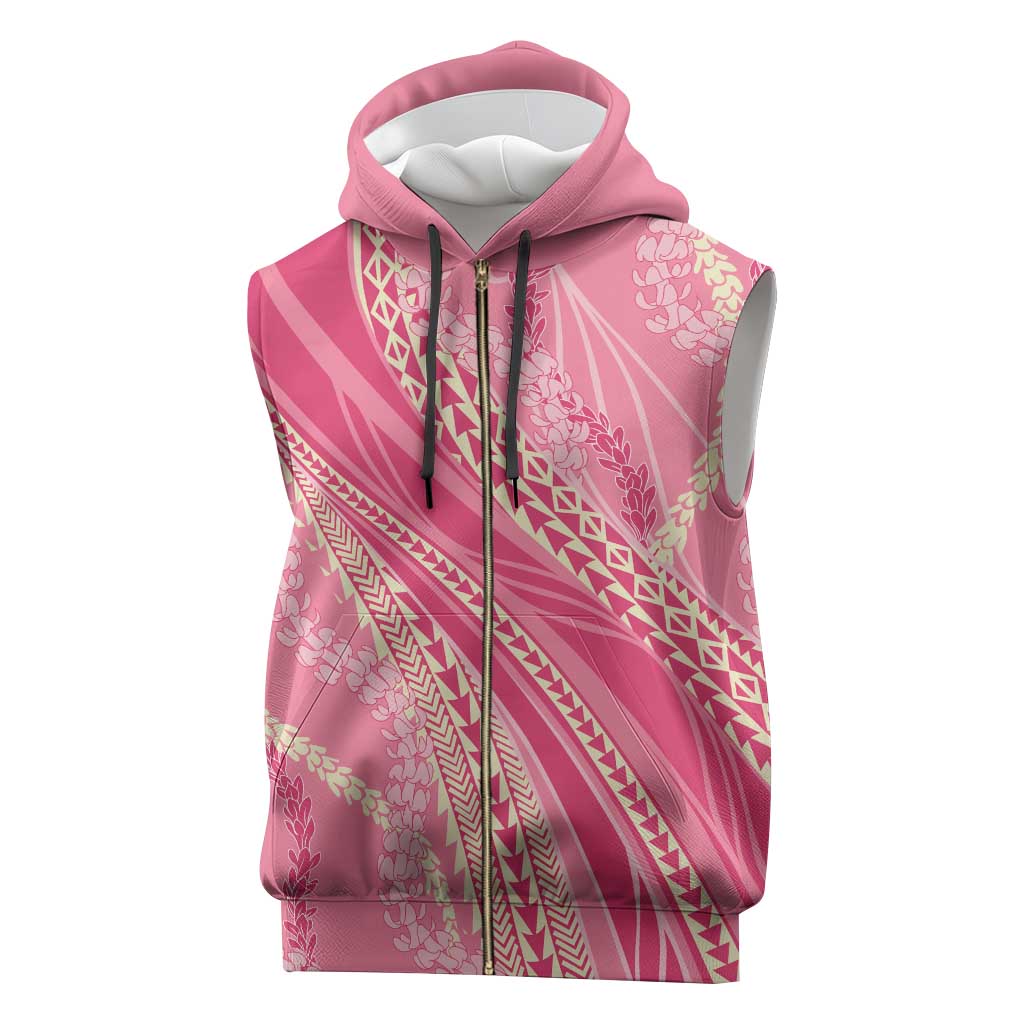 Polynesian Puakeniken Pikake Twisted Lei Sleeveless Zip Hoodie Rose Pink - Polynesian Pride