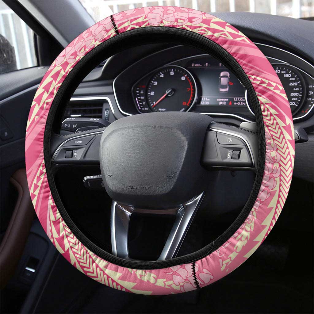 Polynesian Puakeniken Pikake Twisted Lei Steering Wheel Cover Rose Pink - Polynesian Pride