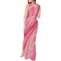 Polynesian Puakeniken Pikake Twisted Lei Tank Maxi Dress Rose Pink - Polynesian Pride