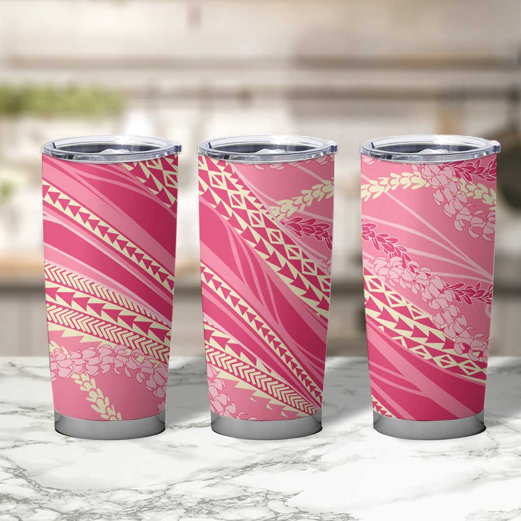 Polynesian Puakeniken Pikake Twisted Lei Tumbler Cup Rose Pink - Polynesian Pride