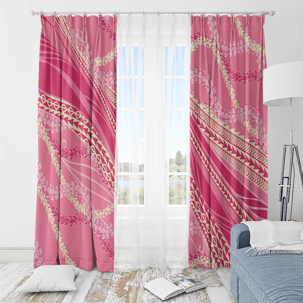 Polynesian Puakeniken Pikake Twisted Lei Window Curtain Rose Pink - Polynesian Pride