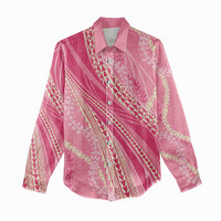Polynesian Puakeniken Pikake Twisted Lei Women Casual Shirt Rose Pink - Polynesian Pride