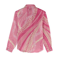 Polynesian Puakeniken Pikake Twisted Lei Women Casual Shirt Rose Pink - Polynesian Pride