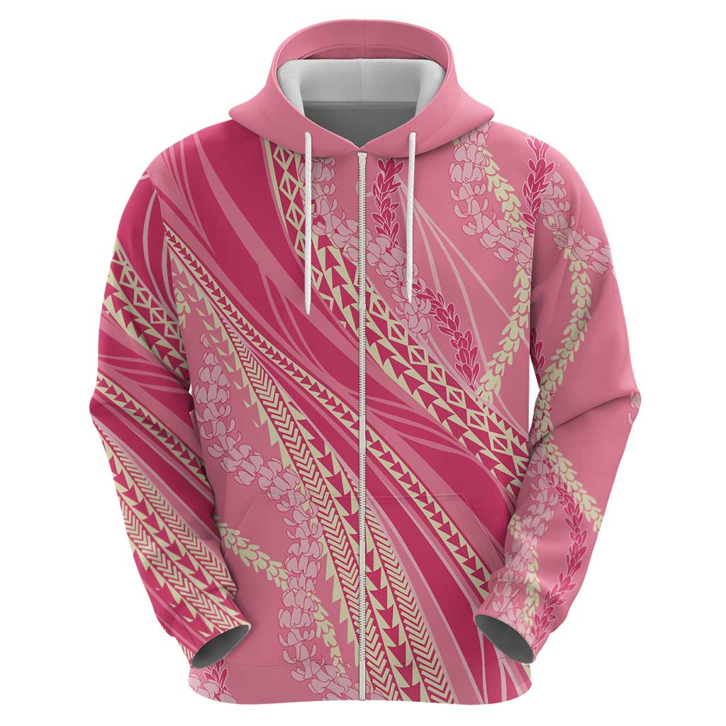 Polynesian Puakeniken Pikake Twisted Lei Zip Hoodie Rose Pink - Polynesian Pride