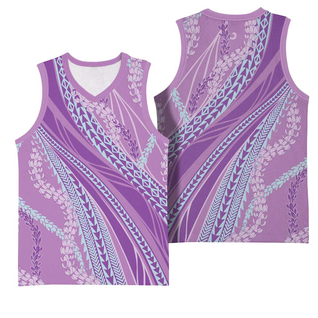 Polynesian Puakeniken Pikake Twisted Lei Basketball Jersey Amethys - Polynesian Pride