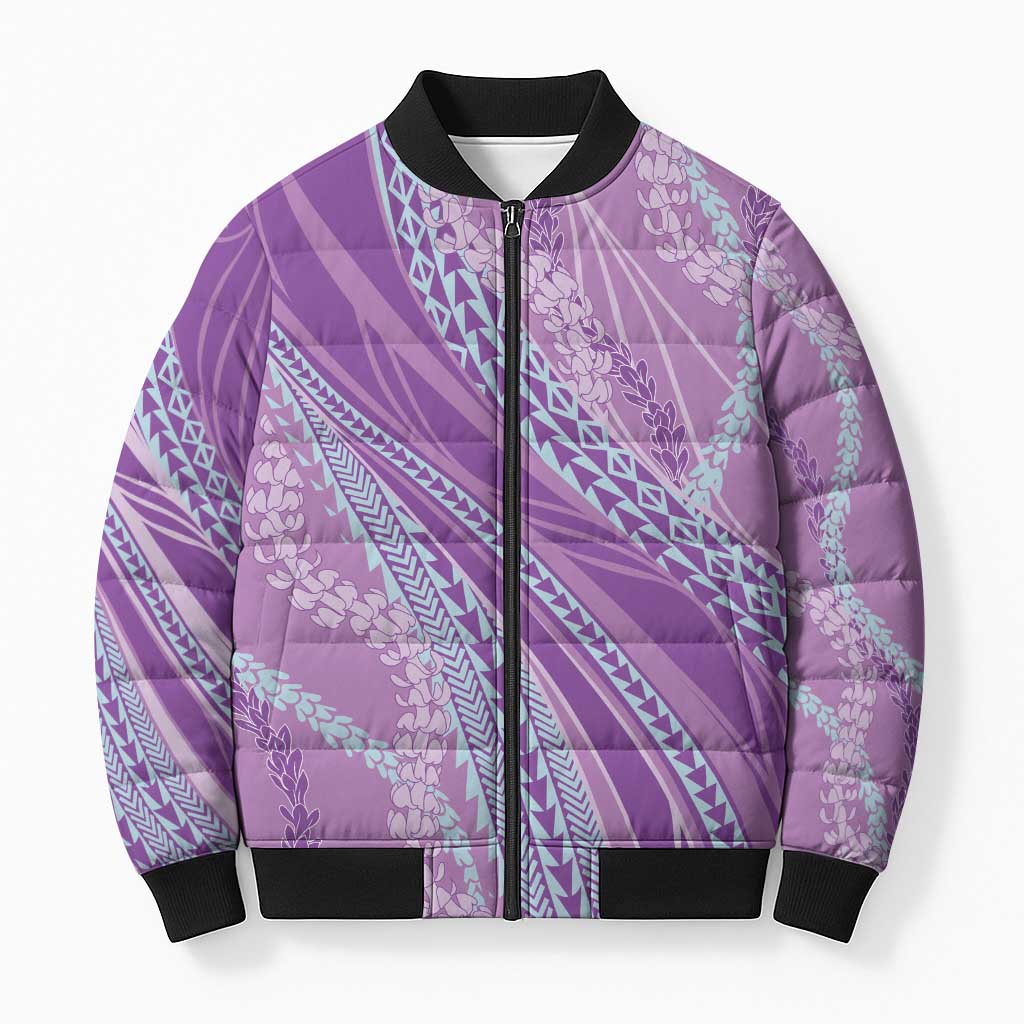 Polynesian Puakeniken Pikake Twisted Lei Bomber Puffer Jacket Amethys - Polynesian Pride
