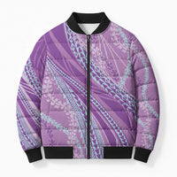 Polynesian Puakeniken Pikake Twisted Lei Bomber Puffer Jacket Amethys - Polynesian Pride
