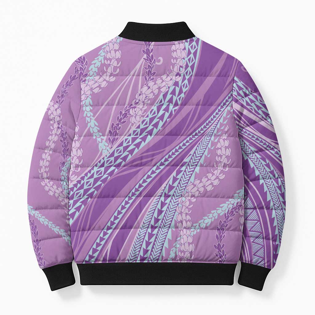 Polynesian Puakeniken Pikake Twisted Lei Bomber Puffer Jacket Amethys - Polynesian Pride