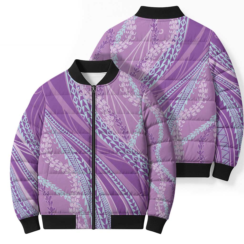 Polynesian Puakeniken Pikake Twisted Lei Bomber Puffer Jacket Amethys - Polynesian Pride