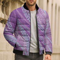 Polynesian Puakeniken Pikake Twisted Lei Bomber Puffer Jacket Amethys - Polynesian Pride